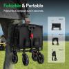 imageVIVOSUN Collapsible Wagon with Tailgate 320lb LoadBearing Outdoor Utility with AllTerrain Wheels Adjustable Handle Cup Holders for Camping Shopping Garden Sports Picnic Black