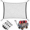 imageVIVOSUN Cargo Net for Garden Wagon 36quot X 30quot Heavy Duty Nylon Netting with Storage Bag for Folding Wagon Beach Cart Garden Cart Trolley Cart Black36 X 30