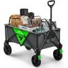imageVIVOSUN Collapsible Folding Wagon Outdoor Utility with Silent Universal Wheels Cup Holders ampamp Side Pockets Adjustable Handle for Camping Garden Sports Picnic Shopping 220LBS Grey ampamp Green