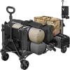 imageVIVOSUN Collapsible Wagon with Side Gates 220lb LoadBearing Outdoor Utility with AllTerrain Wheels Adjustable Handle Cup Holders for Camping Shopping Garden Sports Picnic Black