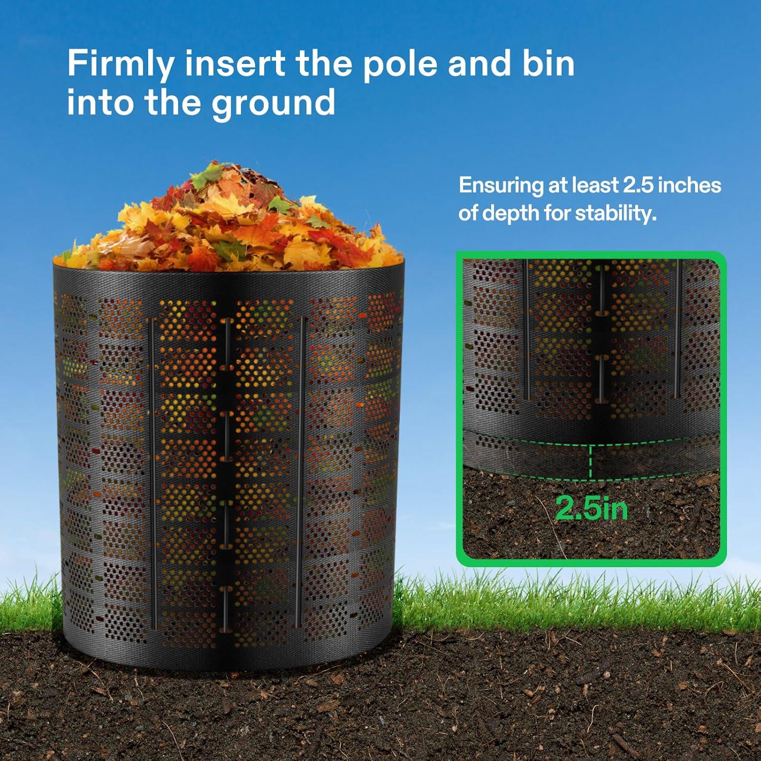 imageVIVOSUN 220 Gallon Outdoor Compost Bin Expandable Composter Easy to Setup ampamp Large Capacity for Backyard Lawn Black with Gloves300 Gallon