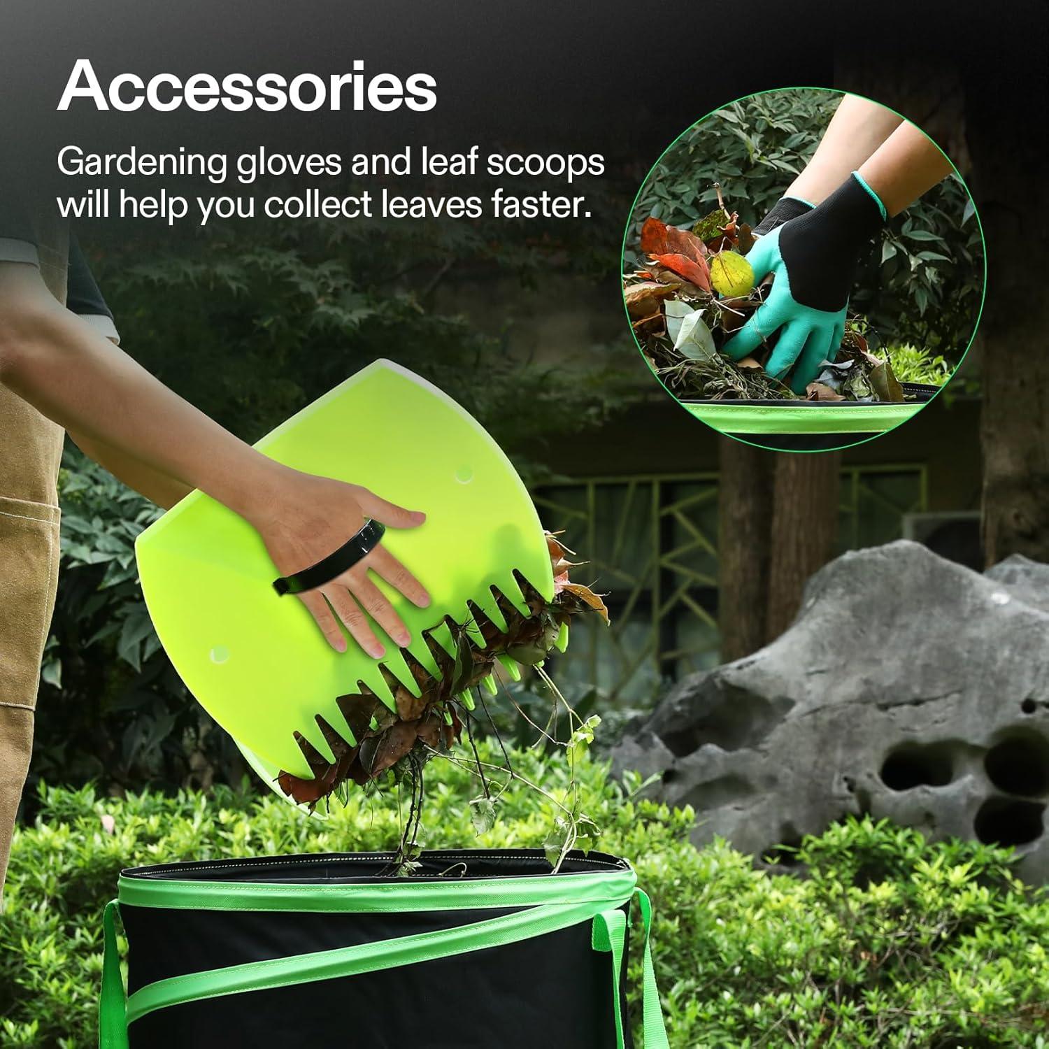 imageVIVOSUN 30Gallon Collapsible Trash Can Reusable PopUp Garden Bag with HardShell Bottom Leaf Scoops and Gloves Yard Waste Container for Lawn Care and Camping 2Pack47 Gallon 2Pack