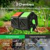 imageVIVOSUN Dual Chamber Tumbling Composter 2X 185 Gallon Compost Bin HeavyDuty Compost Tumbler wSliding Door Plastic Black2X 185 Gallon