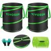 imageVIVOSUN 30Gallon Collapsible Trash Can Reusable PopUp Garden Bag with HardShell Bottom Leaf Scoops and Gloves Yard Waste Container for Lawn Care and Camping 2Pack30 Gallon 2Pack
