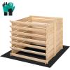 imageVIVOSUN Wooden Compost Bin Removable Front Door Easy to Setup for Backyard Lawn Black with Gloves and Liner