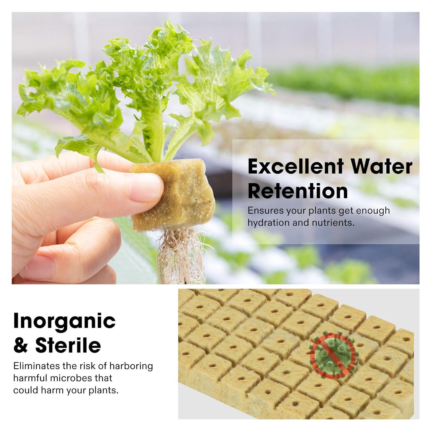imageVIVOSUN 1 Inch Rockwool Cubes Grow Cubes for Hydroponics Cuttings Cloning Plant Propagation Seed Startling 2 Sheets 100 Plugs1100 Plugs