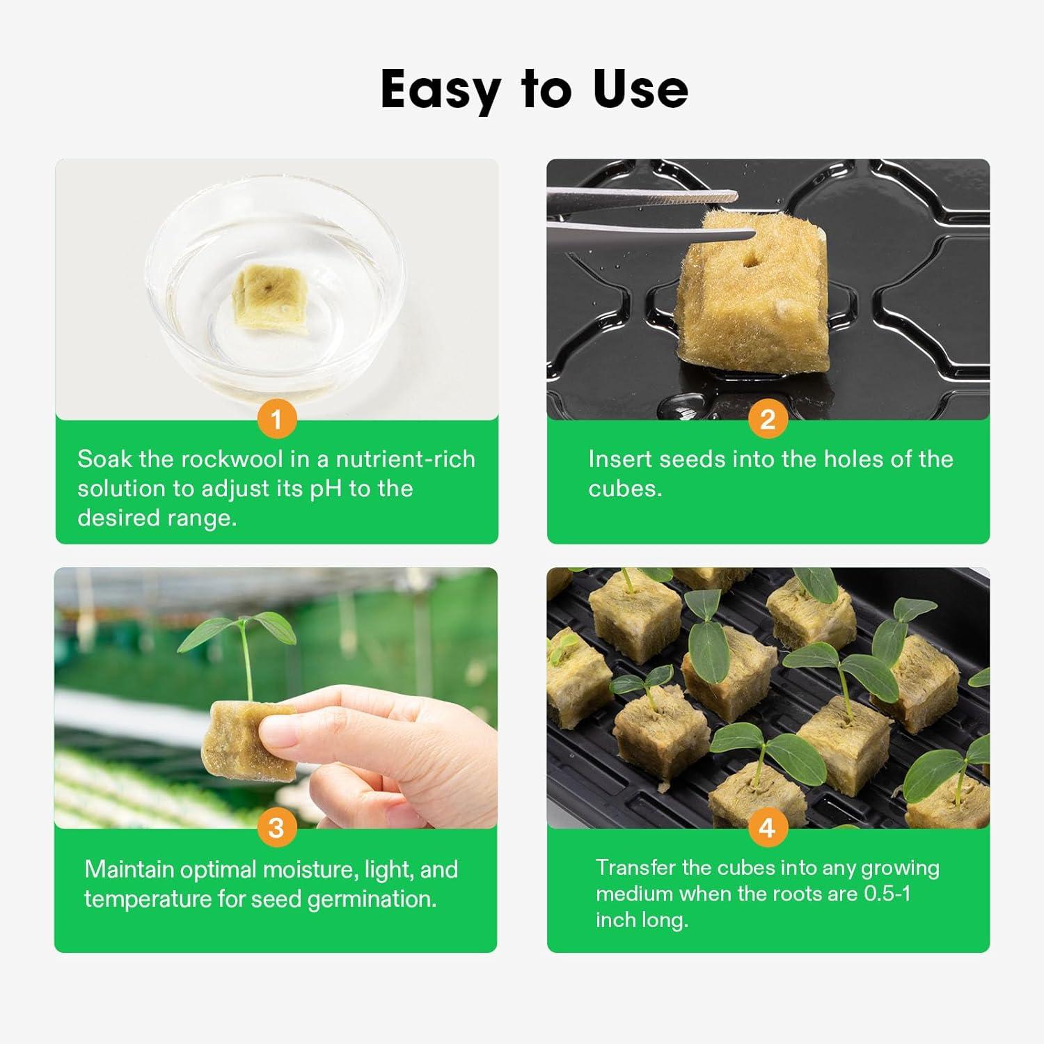 imageVIVOSUN 1 Inch Rockwool Cubes Grow Cubes for Hydroponics Cuttings Cloning Plant Propagation Seed Startling 2 Sheets 100 Plugs1100 Plugs