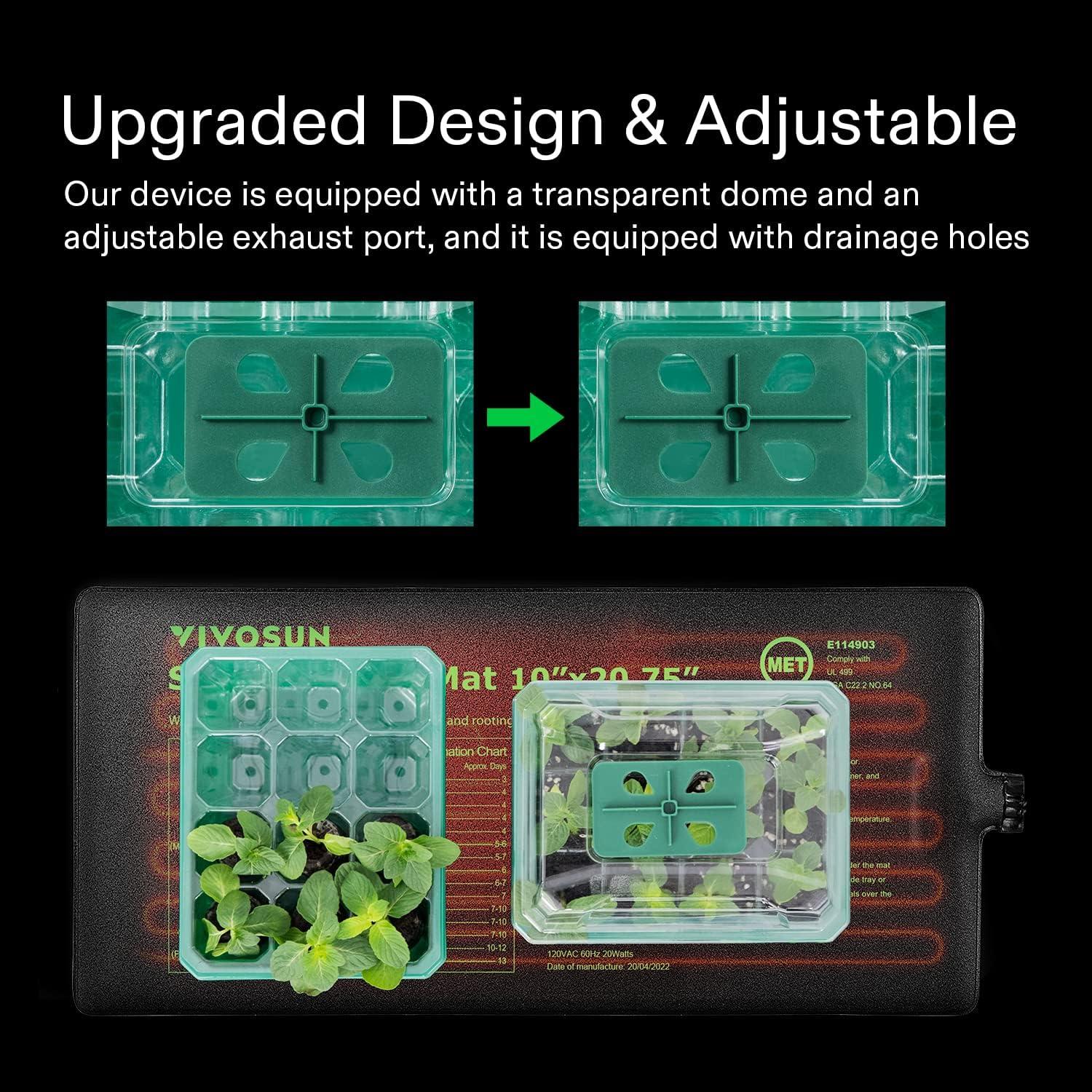 imageVIVOSUN 12Pack Seed Starter Trays 144Cell Seed Starter Kit with Humidity Dome Flat Reusable Plant Germination Trays with Drain Hole Green Propagation Tray for Planting Seeds12Pack 144Cell