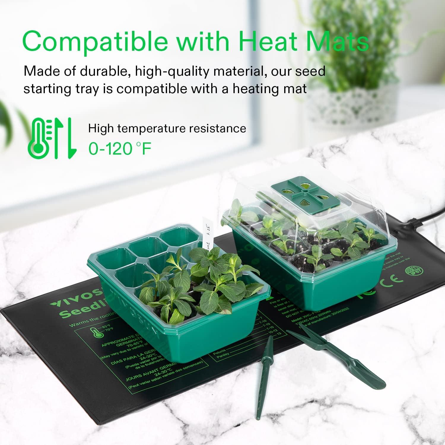 imageVIVOSUN 12Pack Seed Starter Trays 144Cell Seed Starter Kit with Humidity Dome Flat Reusable Plant Germination Trays with Drain Hole Green Propagation Tray for Planting Seeds12Pack 144Cell