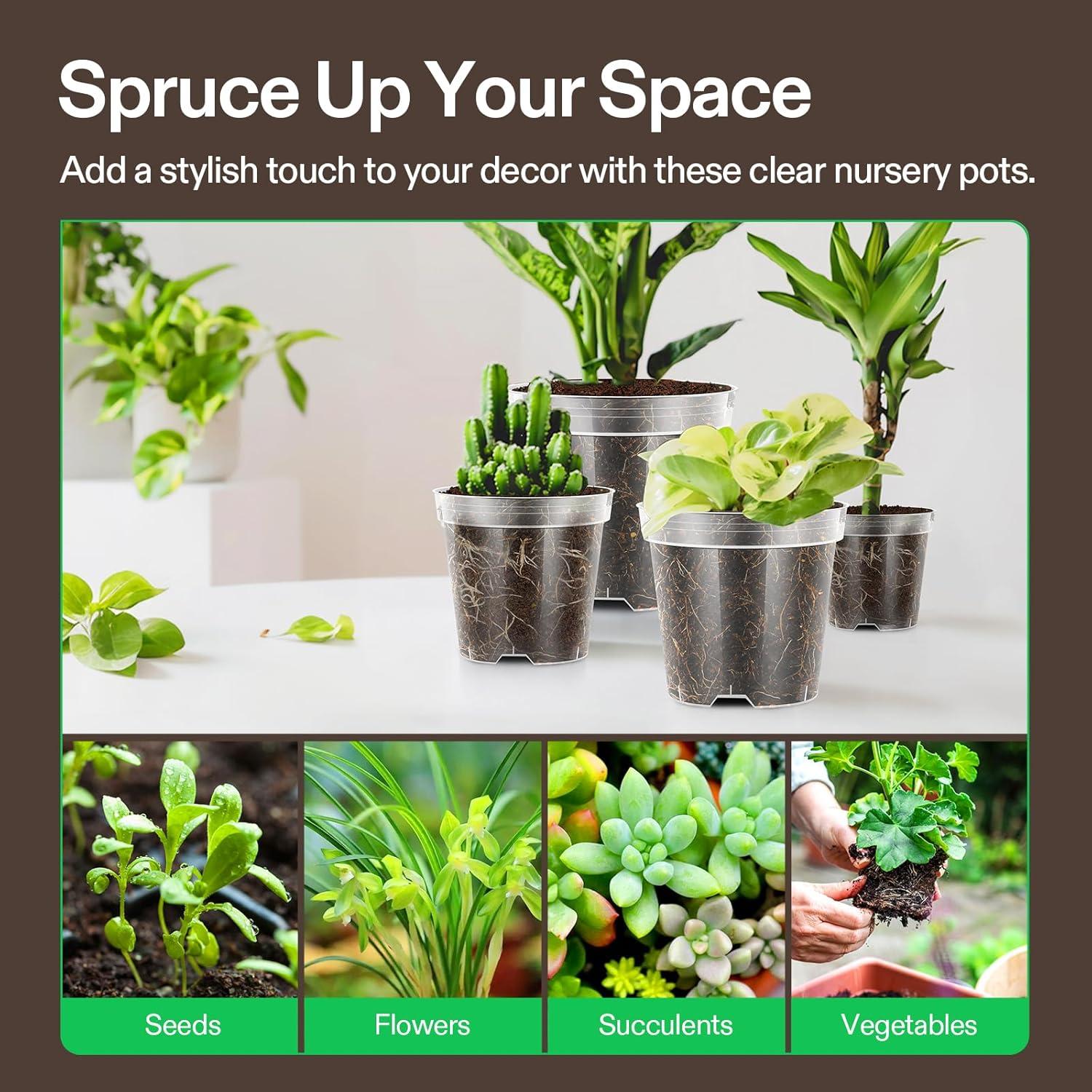 imageVIVOSUN 36 Packs 456 Inch Clear Nursery Pots with Drainage Holes Reinforced Plastic Seedling Pots for Plants Flowers Cuttings and Succulents 40 pcs Plant Labels3456 Inch