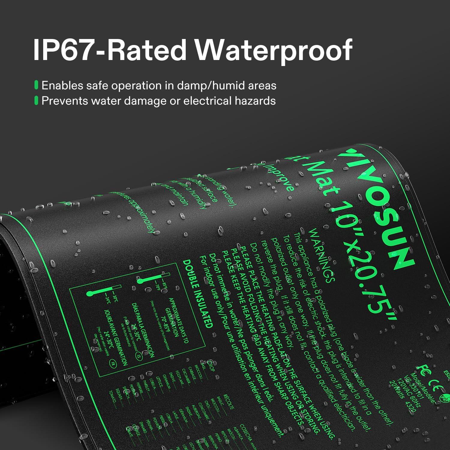 imageVIVOSUN 4Pack 10quot x 2075quot Durable Waterproof Seedling Heat Mat UL ampamp METCertified Warm Hydroponic Heating Pad for Germination Indoor Gardening Greenhouse10 x 2075  6 Pack