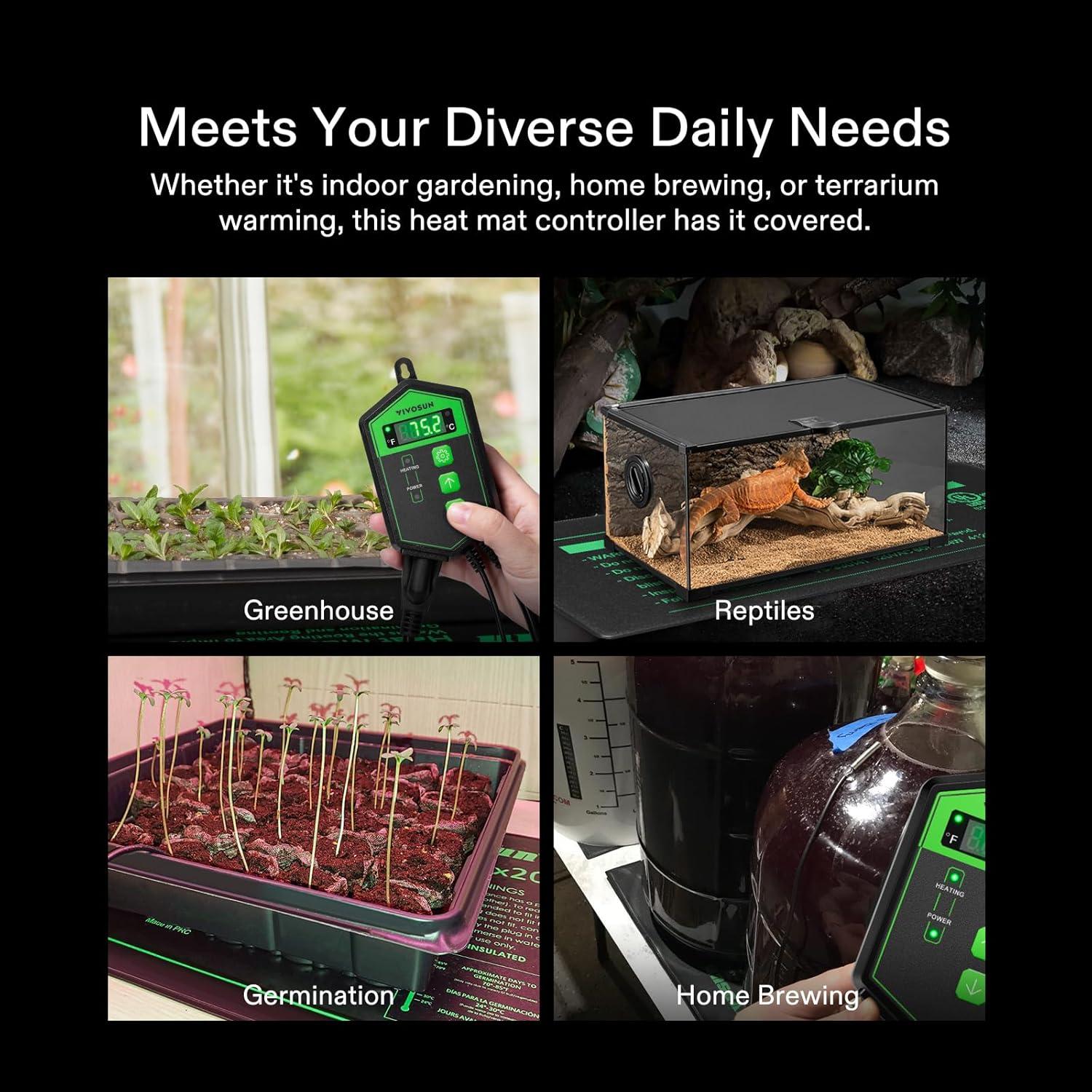 imageVIVOSUN Digital Heat Mat Thermostat Controller 40108 F 1000W for Reptiles Seedlings Germination Incubation and Fermentation