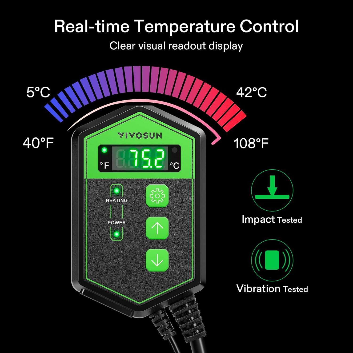 imageVIVOSUN Digital Heat Mat Thermostat Controller 40108 F 1000W for Reptiles Seedlings Germination Incubation and Fermentation