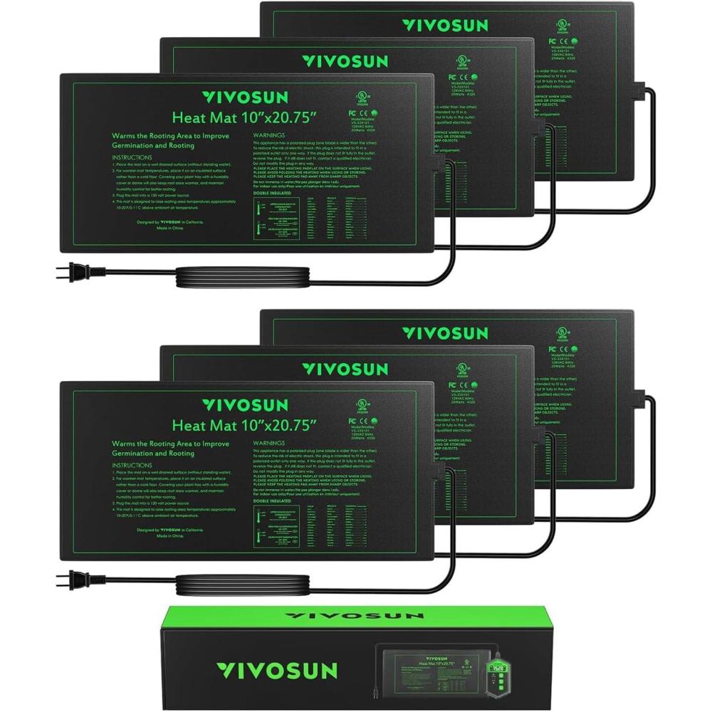 imageVIVOSUN 4Pack 10quot x 2075quot Durable Waterproof Seedling Heat Mat UL ampamp METCertified Warm Hydroponic Heating Pad for Germination Indoor Gardening Greenhouse10 x 2075  6 Pack