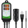 imageVIVOSUN 1500W Digital Temperature Controller 2Stage Outlet Thermostat Heating and Cooling Mode Thermostat with Dual LED Display for Homebrew Fermenter Greenhouse Terrarium 110240V 20A 1500W