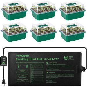 imageVIVOSUN 12Pack Seed Starter Trays 144Cell Seed Starter Kit with Humidity Dome Flat Reusable Plant Germination Trays with Drain Hole Green Propagation Tray for Planting Seeds6Pack 72Cell