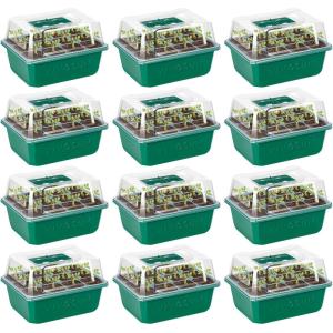 imageVIVOSUN 12Pack Seed Starter Trays 144Cell Seed Starter Kit with Humidity Dome Flat Reusable Plant Germination Trays with Drain Hole Green Propagation Tray for Planting Seeds12Pack 144Cell