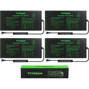imageVIVOSUN 4Pack 10quot x 2075quot Durable Waterproof Seedling Heat Mat UL ampamp METCertified Warm Hydroponic Heating Pad for Germination Indoor Gardening Greenhouse10 x 2075  4 Pack