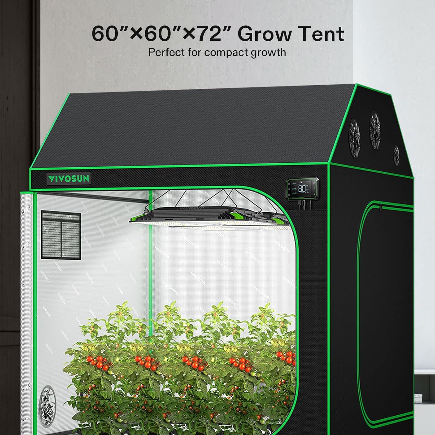 imageVIVOSUN R846 4x8 Grow Tent 96quotx48quotx72quot Roof Cube Tent with Observation Window and Floor Tray for Hydroponics Indoor Plant for VS4000VSF430060x60x72