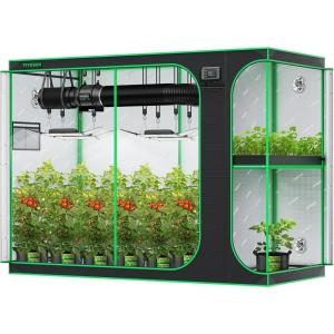 imageVIVOSUN D948 2in1 9x4 Grow Tent 108quotx48quotx80quot High Reflective Mylar with MultiChamber and Floor Tray for Hydroponic Indoor Plant108x48x80