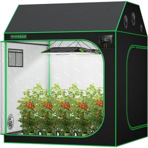 imageVIVOSUN R846 4x8 Grow Tent 96quotx48quotx72quot Roof Cube Tent with Observation Window and Floor Tray for Hydroponics Indoor Plant for VS4000VSF430060x60x72
