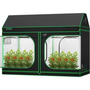 imageVIVOSUN R846 4x8 Grow Tent 96quotx48quotx72quot Roof Cube Tent with Observation Window and Floor Tray for Hydroponics Indoor Plant for VS4000VSF430096x48x72