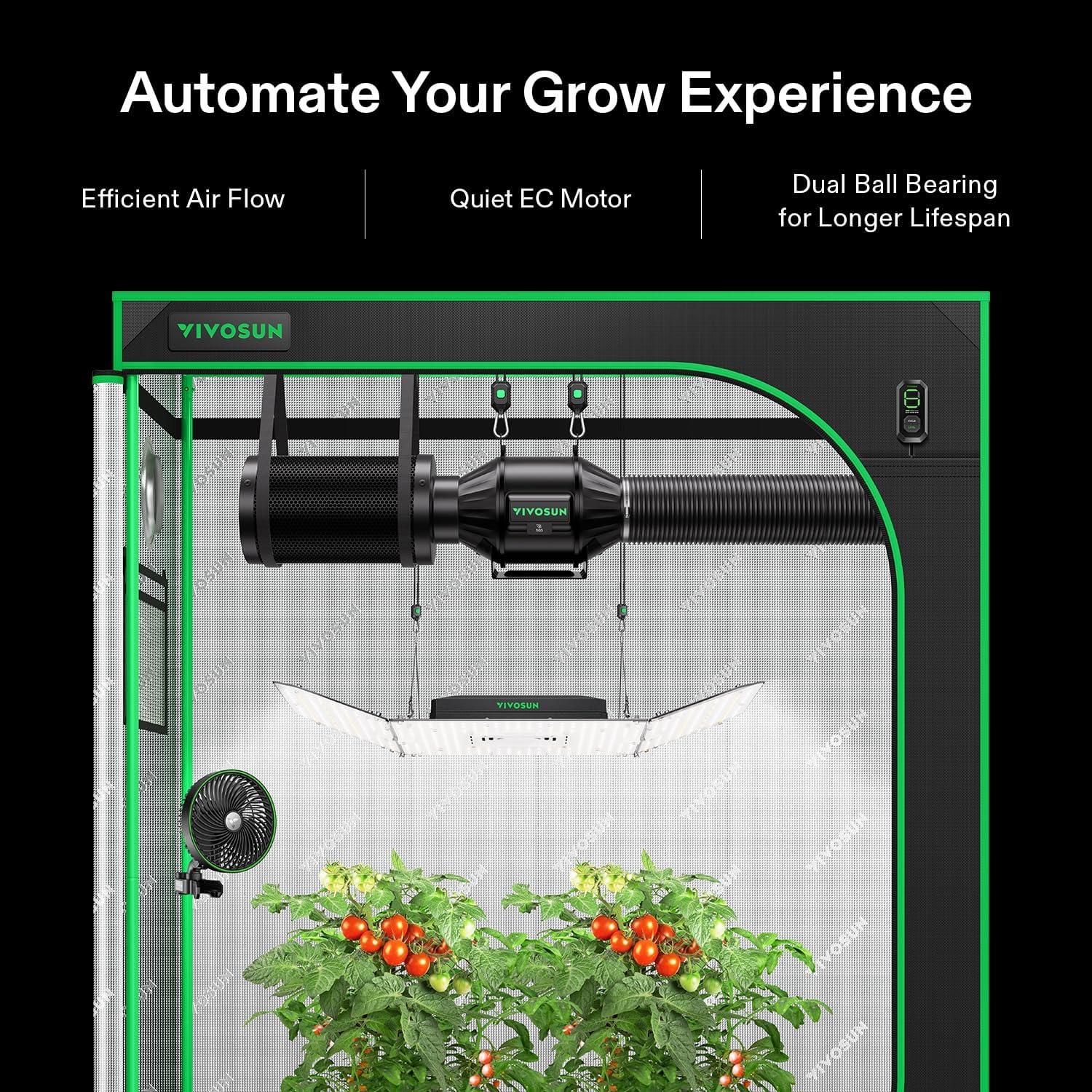 imageVIVOSUN Smart Air Filtration G6 Kit 6quot AeroZesh G6 Inline Duct Fan with E12 Speed Controller Carbon Filter ampamp 8 Ducting Cooling ampamp Ventilation System for Grow Tents Indoor Gardening HydroponicsBlack