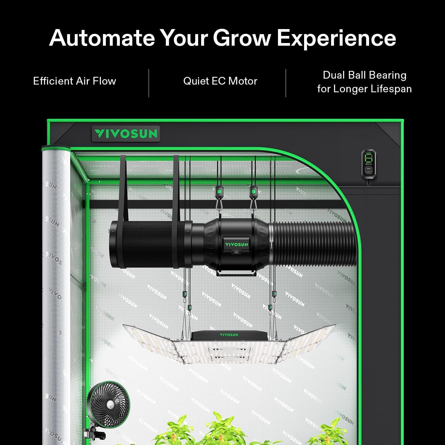 imageVIVOSUN Smart Air Filtration G6 Kit 6quot AeroZesh G6 Inline Duct Fan with E12 Speed Controller Carbon Filter ampamp 8 Ducting Cooling ampamp Ventilation System for Grow Tents Indoor Gardening HydroponicsBlack