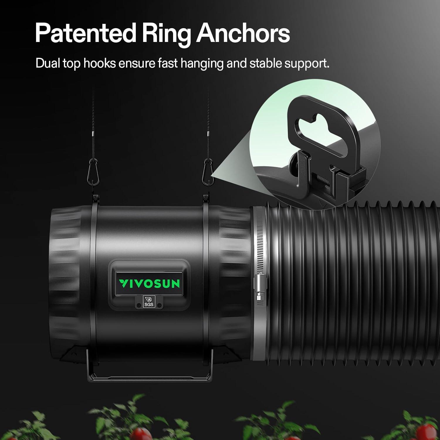 imageVIVOSUN Smart Air Filtration G6 Kit 6quot AeroZesh G6 Inline Duct Fan with E12 Speed Controller Carbon Filter ampamp 8 Ducting Cooling ampamp Ventilation System for Grow Tents Indoor Gardening HydroponicsBlack