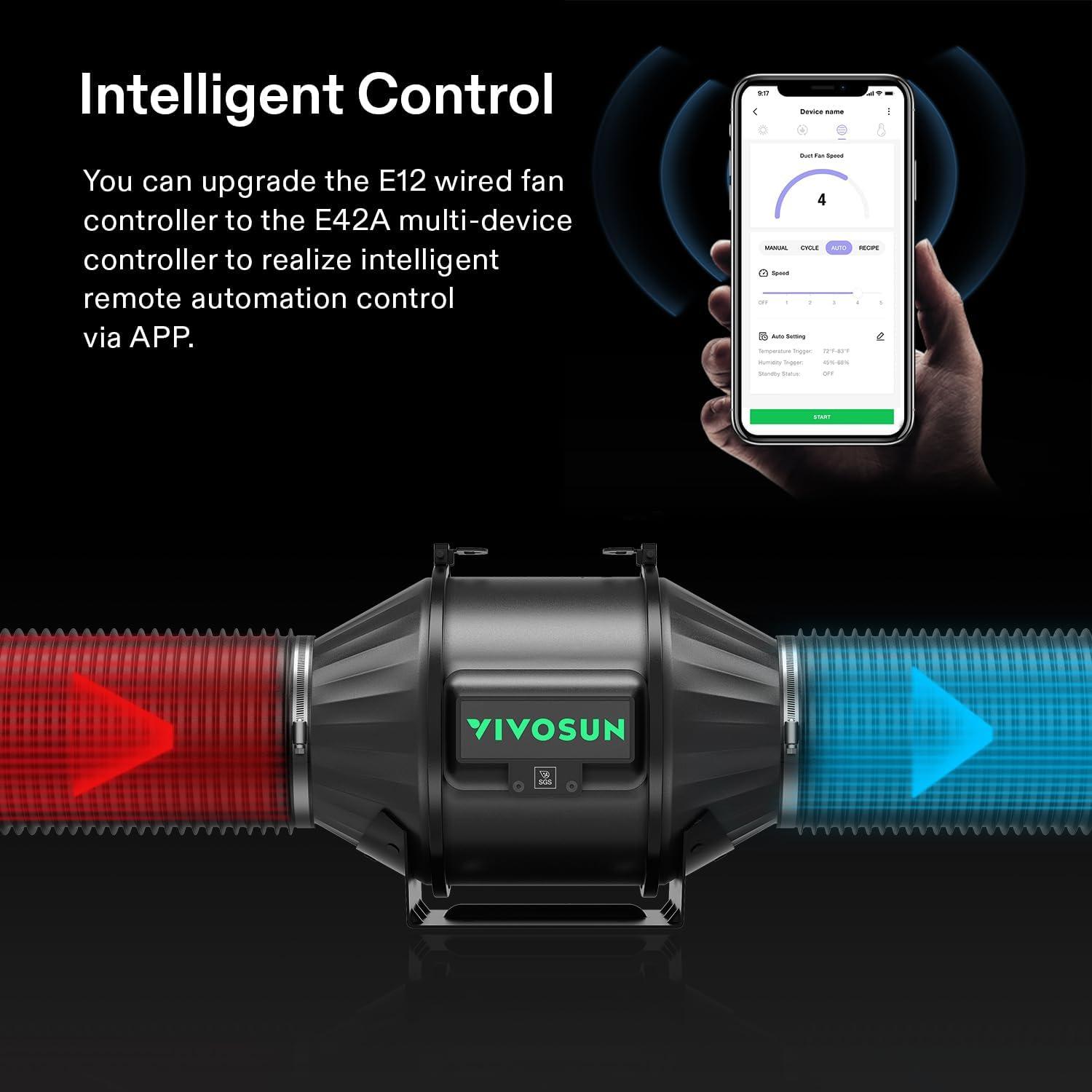 imageVIVOSUN Smart Air Filtration G6 Kit 6quot AeroZesh G6 Inline Duct Fan with E12 Speed Controller Carbon Filter ampamp 8 Ducting Cooling ampamp Ventilation System for Grow Tents Indoor Gardening HydroponicsBlack