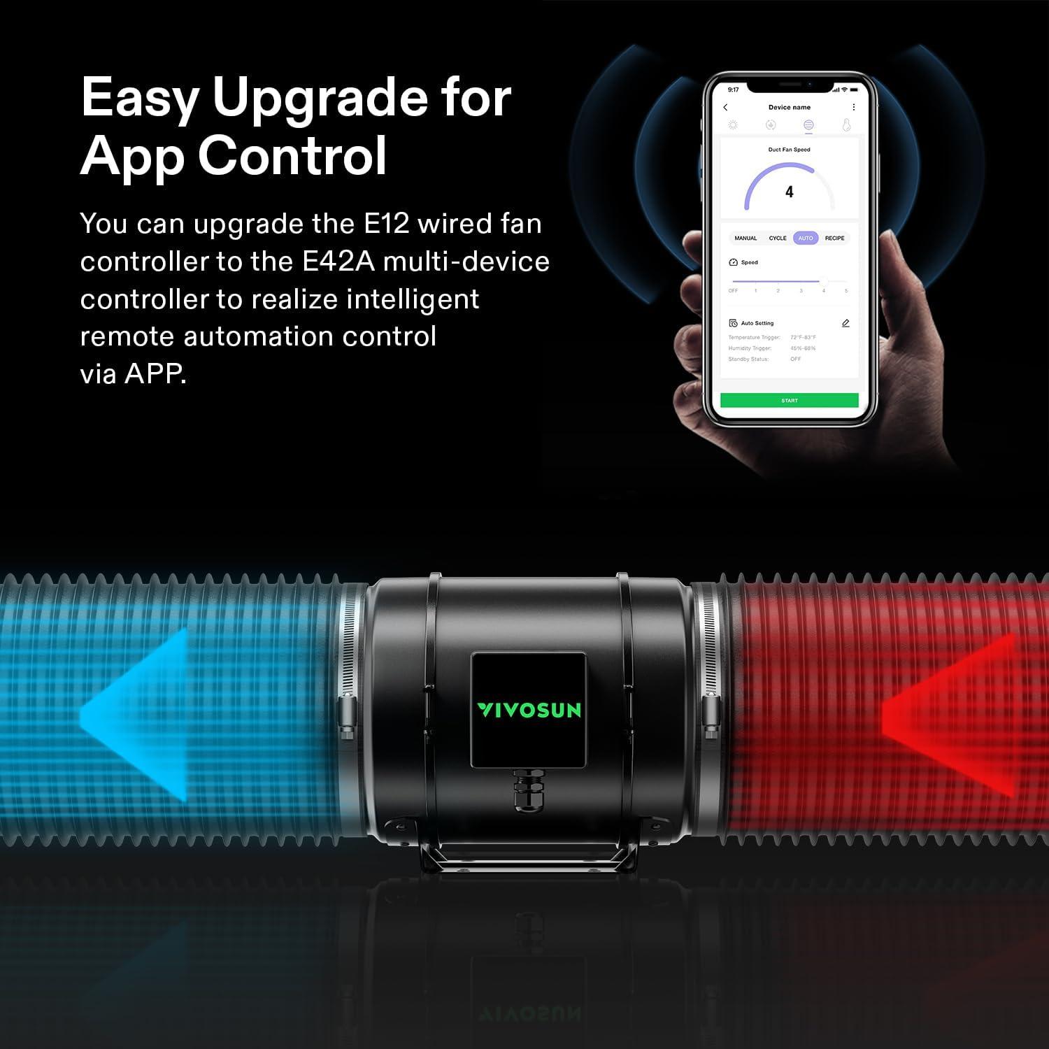 imageVIVOSUN Smart Air Filtration G6 Kit 6quot AeroZesh G6 Inline Duct Fan with E12 Speed Controller Carbon Filter ampamp 8 Ducting Cooling ampamp Ventilation System for Grow Tents Indoor Gardening HydroponicsBlackgreen Blades