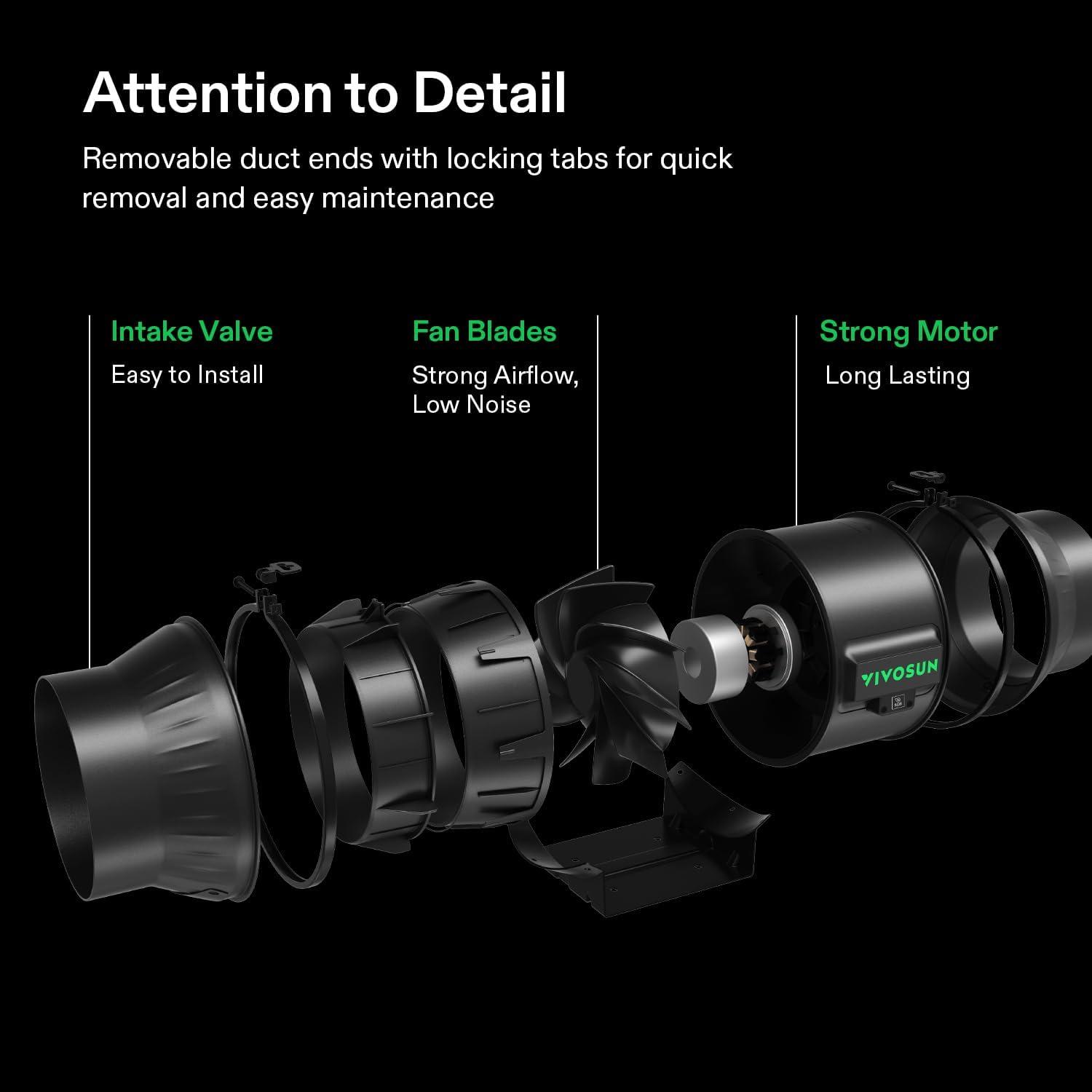 imageVIVOSUN Smart Air Filtration G6 Kit 6quot AeroZesh G6 Inline Duct Fan with E12 Speed Controller Carbon Filter ampamp 8 Ducting Cooling ampamp Ventilation System for Grow Tents Indoor Gardening HydroponicsBlack