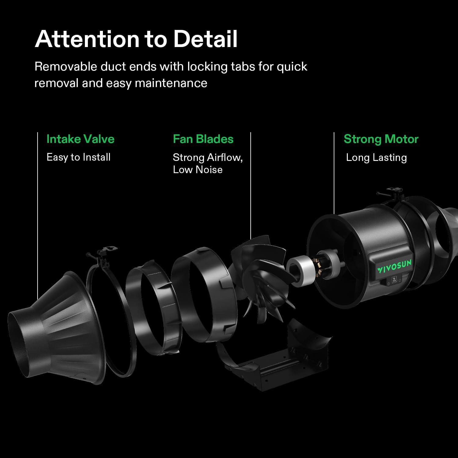 imageVIVOSUN Smart Air Filtration G6 Kit 6quot AeroZesh G6 Inline Duct Fan with E12 Speed Controller Carbon Filter ampamp 8 Ducting Cooling ampamp Ventilation System for Grow Tents Indoor Gardening HydroponicsBlack