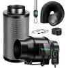 imageVIVOSUN Smart Air Filtration G6 Kit 6quot AeroZesh G6 Inline Duct Fan with E12 Speed Controller Carbon Filter ampamp 8 Ducting Cooling ampamp Ventilation System for Grow Tents Indoor Gardening HydroponicsBlackgreen Blades