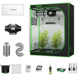 imageVIVOSUN GIY 4x3 Grow Tent Complete System 2in1 4x3 ft Grow Tent Kit Complete with VS1000 Led Grow Light 4 Inch 203 CFM Inline Fan Carbon Filter 8 ft Ducting Combo48x24x60200W