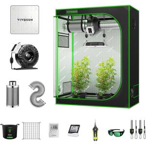 imageVIVOSUN GIY 4x3 Grow Tent Complete System 2in1 4x3 ft Grow Tent Kit Complete with VS1000 Led Grow Light 4 Inch 203 CFM Inline Fan Carbon Filter 8 ft Ducting Combo48x24x60100W