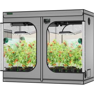 imageVIVOSUN S108 10x10 Grow Tent 120quotx120quotx80quot High Reflective Mylar with Observation Window and Floor Tray for Hydroponics Indoor Plant for VSF6450Gray