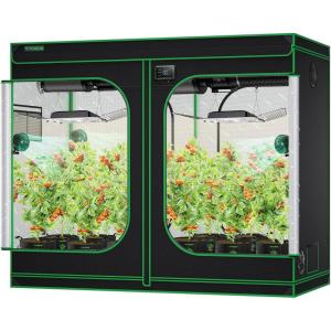 imageVIVOSUN S108 10x10 Grow Tent 120quotx120quotx80quot High Reflective Mylar with Observation Window and Floor Tray for Hydroponics Indoor Plant for VSF6450Black