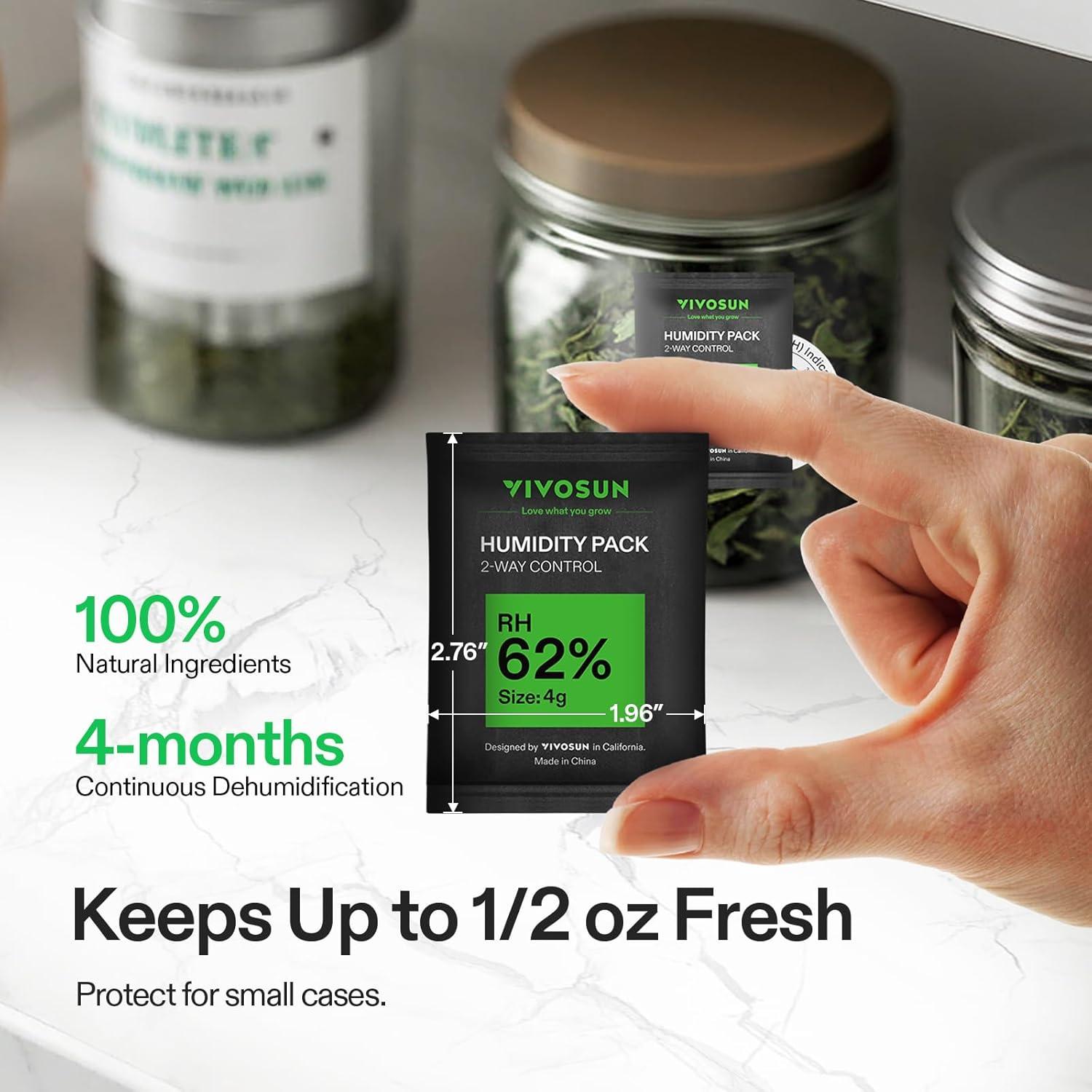 imageVIVOSUN 62 RH TwoWay Humidity Control Packs Size 8 g 10 Packs Each for Storing 1 oz Moisture Balancer with RH Indicator Card for Food Storage4g  10pcs