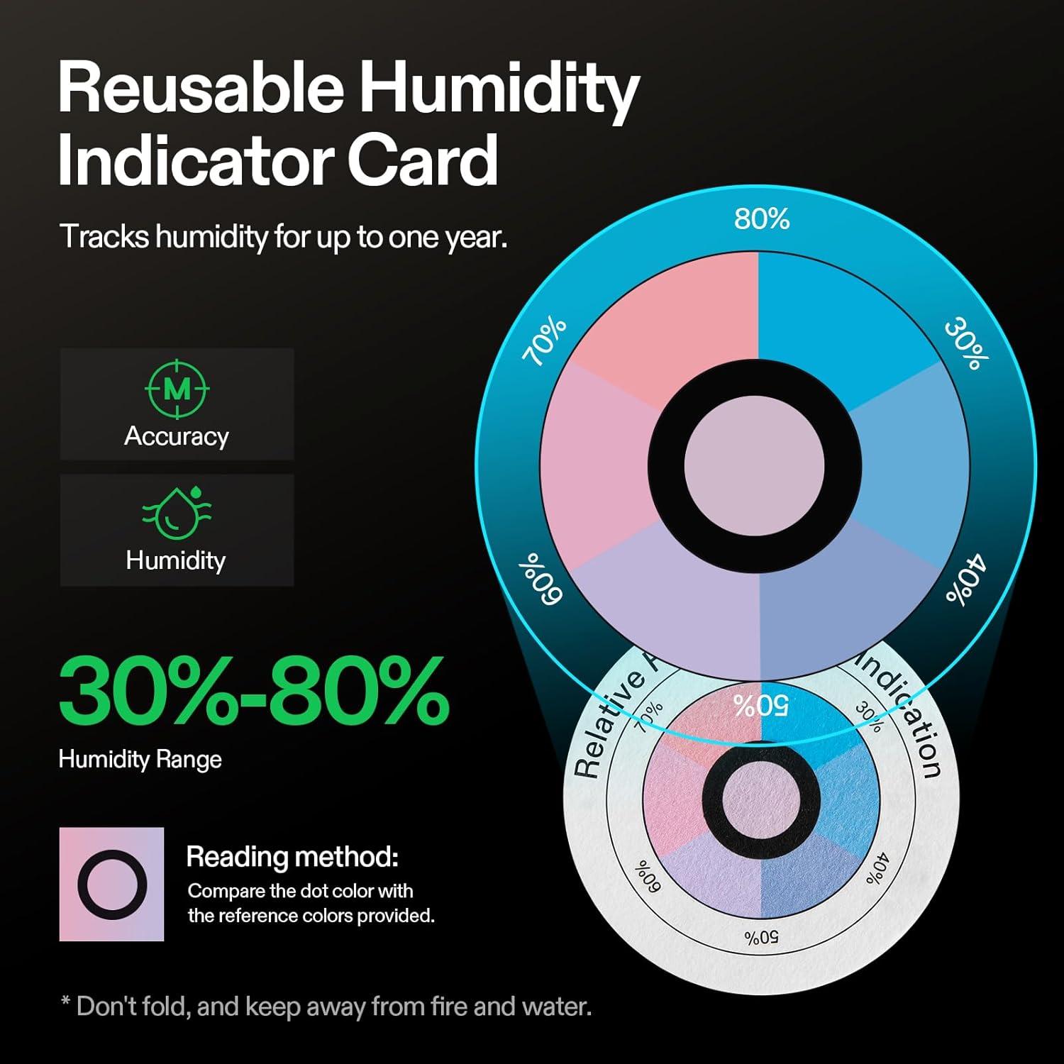 imageVIVOSUN 62 RH TwoWay Humidity Control Packs Size 8 g 10 Packs Each for Storing 1 oz Moisture Balancer with RH Indicator Card for Food Storage8g  10pcs