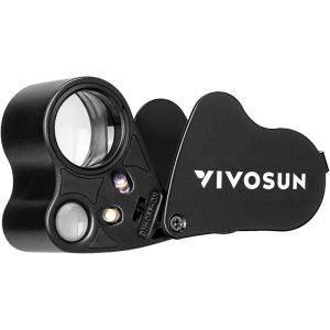 imageVIVOSUN 30X 60X Illuminated Jewelers Loupe Foldable Magnifier with LED Light for Jewelry Gems Watches Coins Stamps Antiques WhiteBlack