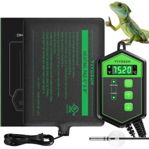 imageVIVOSUN Reptile Heating Pad 6x8 Inch with Thermostat Combo Under Tank Terrarium Heating Mat for Turtles Lizards Frogs and Other Reptiles6X8 Inch with Thermostat