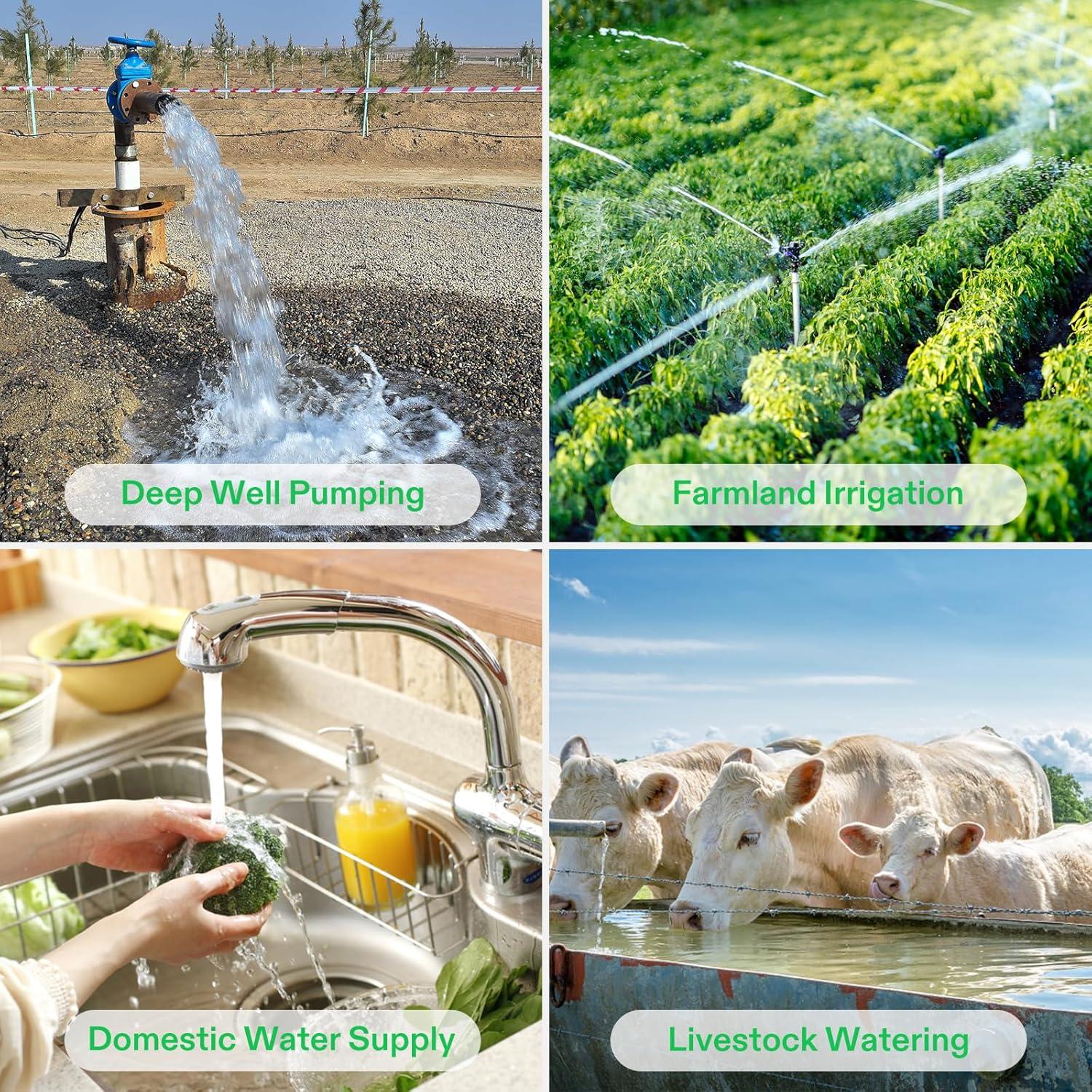 imageSubmersible Deep Well Pump 05HP 115V60HZ 33GPM 148ft Head Stainless Steel Water Pump with Additional Brass Check Valve and 33ft Power Cord for Irrigation Industrial ampamp Home Use