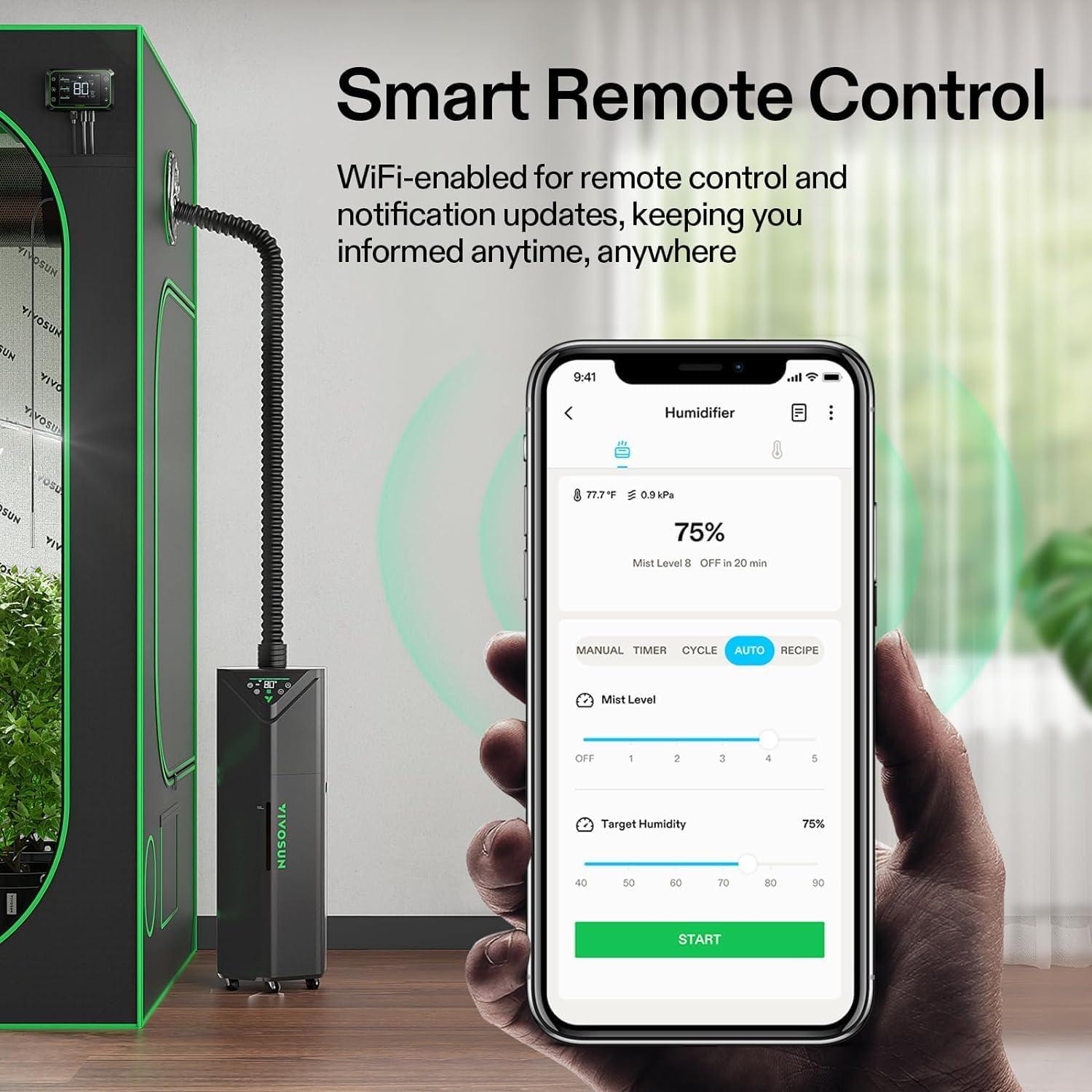 imageVIVOSUN AeroStream H05 Intelligent WiFi Humidifier 132 Gal  5 L Humidifier with Temp ampamp Humidity Probe Smart Remote Control Designed for Growers19 L