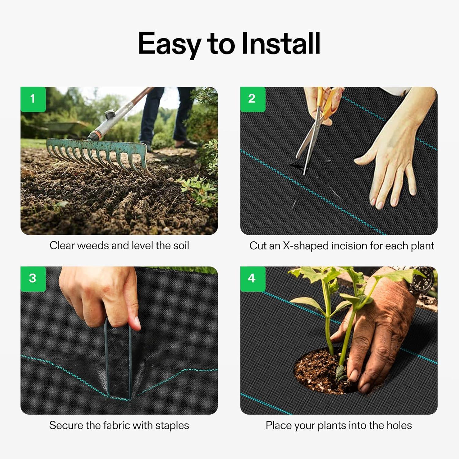 imageVIVOSUN Premium Weed Barrier Landscape Fabric Heavy Duty 3ftx250ft 5oz DoubleLayered Weed Control Mat with High Permeability Commercial Ground Cover Easy Set up ampamp Superior Weed Control350FT