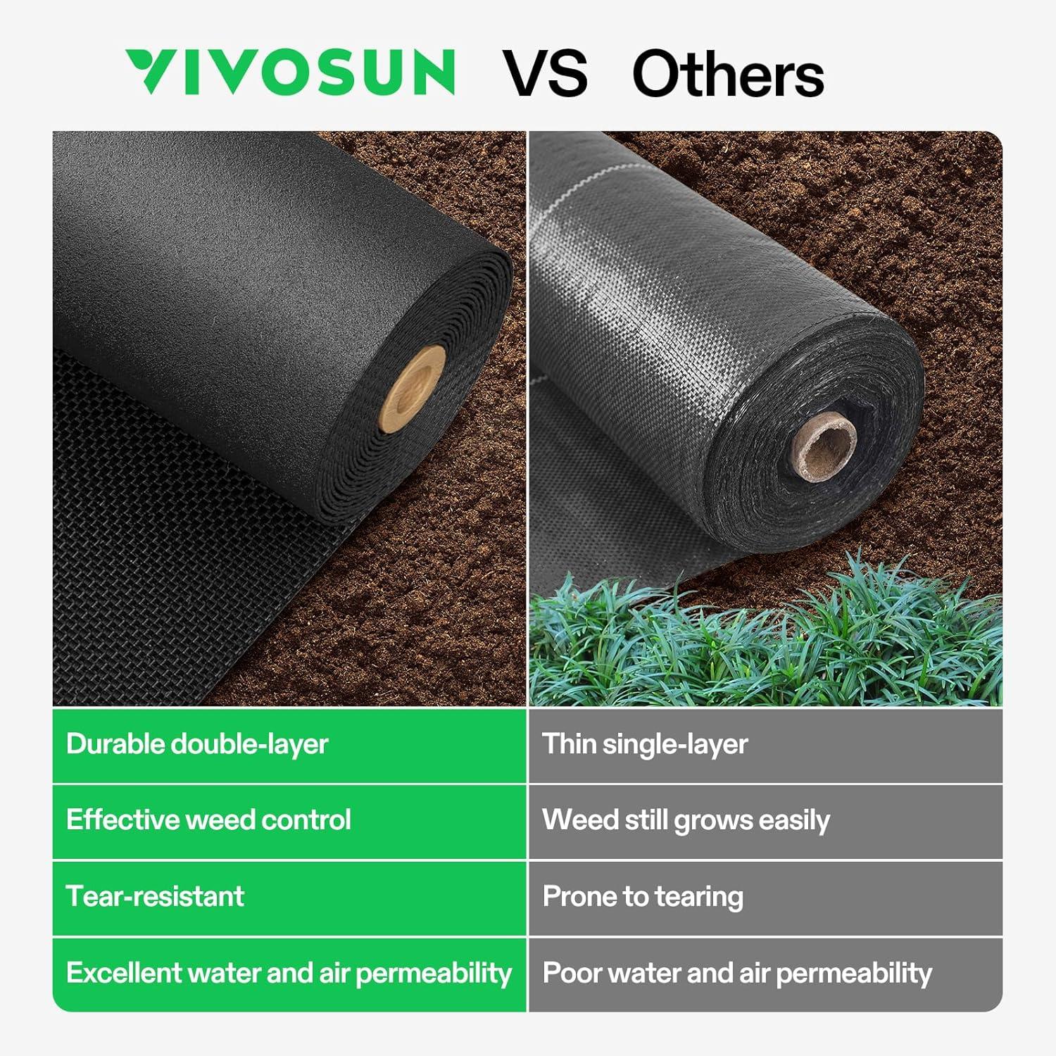 imageVIVOSUN Premium Weed Barrier Landscape Fabric Heavy Duty 3ftx250ft 5oz DoubleLayered Weed Control Mat with High Permeability Commercial Ground Cover Easy Set up ampamp Superior Weed Control3250FT
