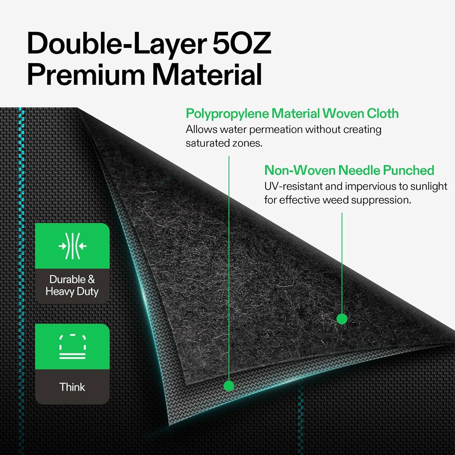imageVIVOSUN Premium Weed Barrier Landscape Fabric Heavy Duty 3ftx250ft 5oz DoubleLayered Weed Control Mat with High Permeability Commercial Ground Cover Easy Set up ampamp Superior Weed Control3250FT