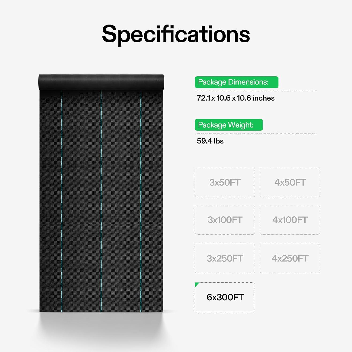imageVIVOSUN Premium Weed Barrier Landscape Fabric Heavy Duty 3ftx250ft 5oz DoubleLayered Weed Control Mat with High Permeability Commercial Ground Cover Easy Set up ampamp Superior Weed Control6300FT