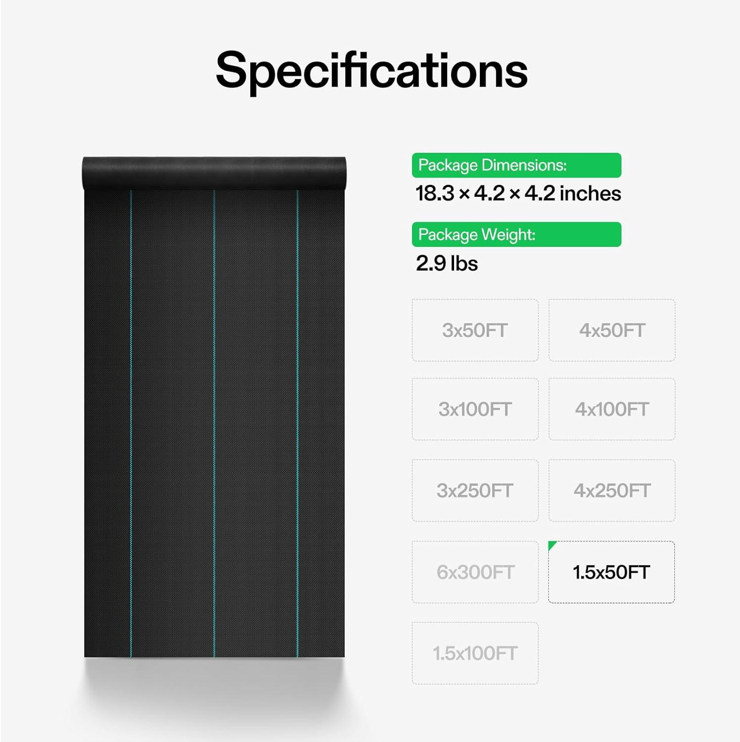 imageVIVOSUN Premium Weed Barrier Landscape Fabric Heavy Duty 3ftx250ft 5oz DoubleLayered Weed Control Mat with High Permeability Commercial Ground Cover Easy Set up ampamp Superior Weed Control15x50FT