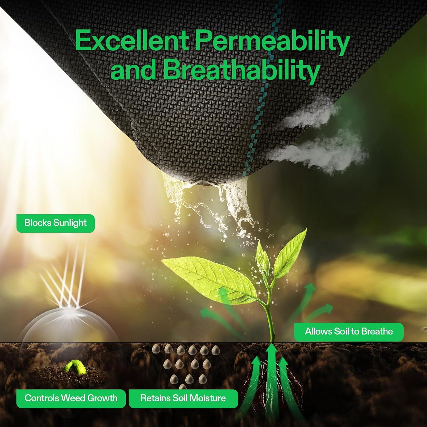 imageVIVOSUN Premium Weed Barrier Landscape Fabric Heavy Duty 3ftx250ft 5oz DoubleLayered Weed Control Mat with High Permeability Commercial Ground Cover Easy Set up ampamp Superior Weed Control3250FT